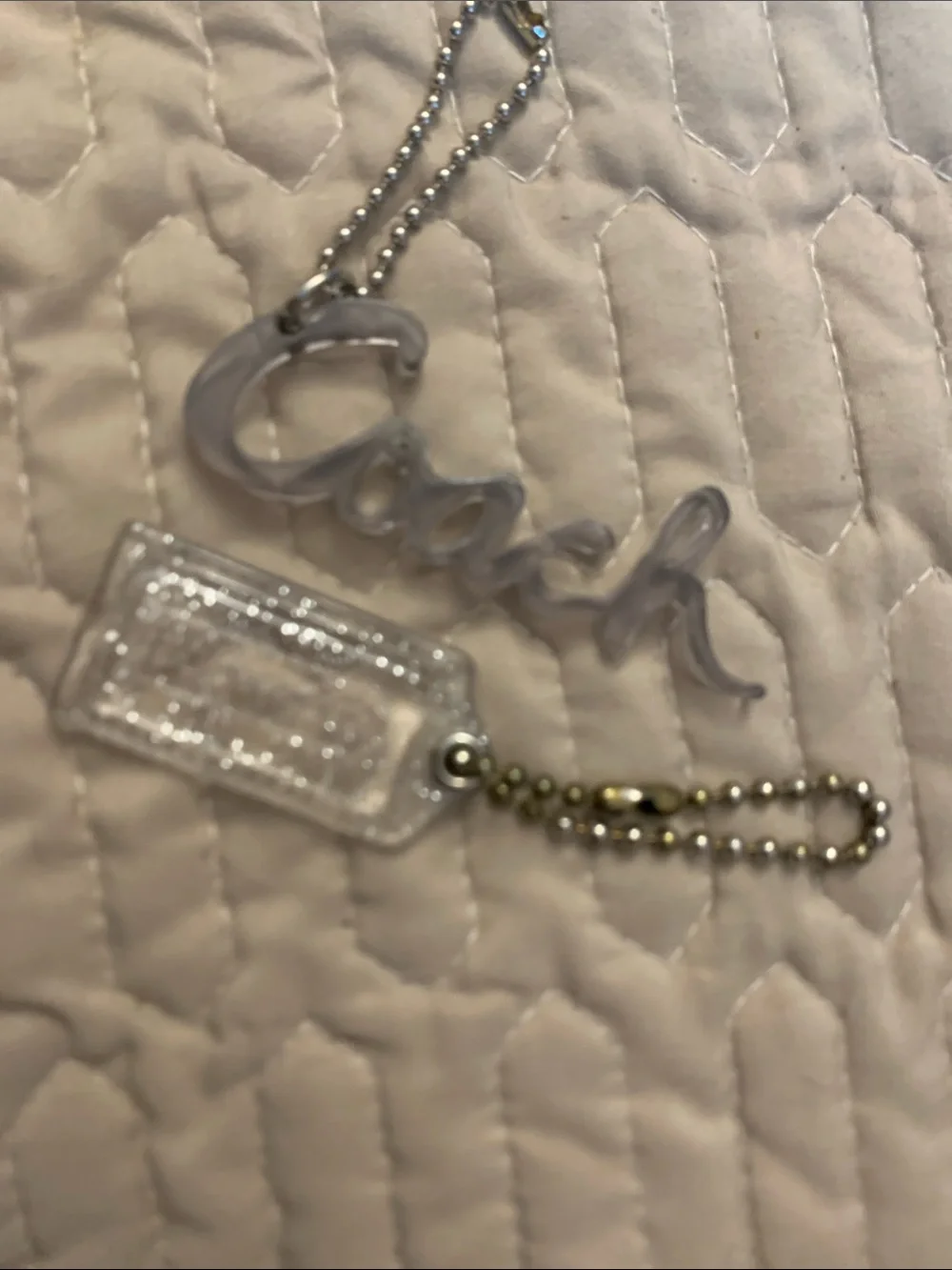 Bundle 2 Coach Clear Acrylic Script Charm and Tag